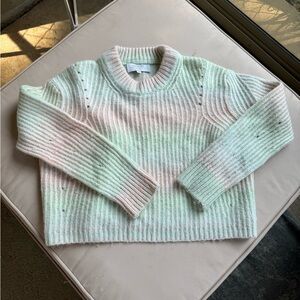 La Ligne Ribbed Space Dye Crew Pullover Sweater Cream Peach Seafoam Size M wool
